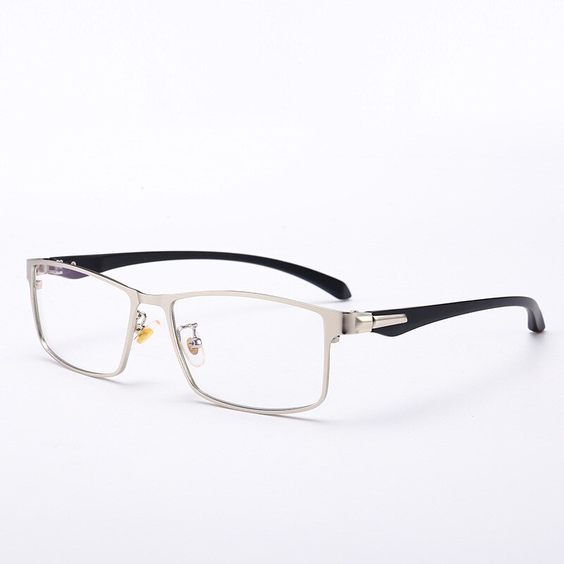 Men's Anti Blue Light Lens Square Alloy Full Frame Eyeglasses Th0010 Anti Blue Brightzone Silver  