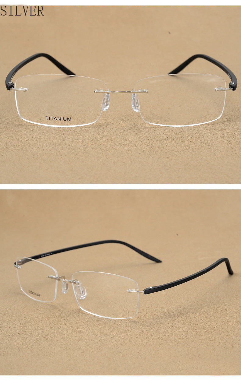 Hotony Unisex Rimless Alloy Frame Rectangle Lens Eyeglasses Rw003 Rimless Hotony   