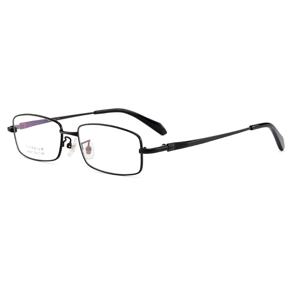Men's Eyeglasses Ultralight 100% Pure Titanium Half Rim Lr9867 Semi Rim Gmei Optical Black  