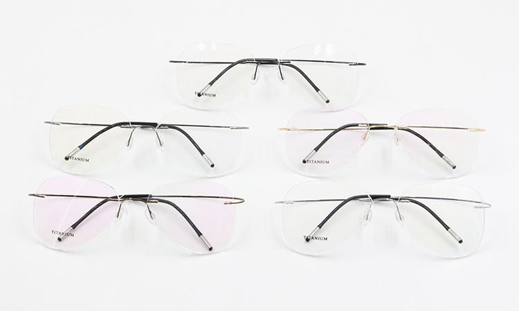Unisex Titanium Rimless Frame Eyeglasses P9961 Rimless Bclear   