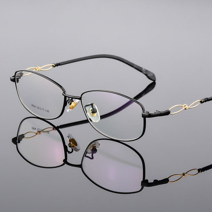 Women's Full Rim Oval Eyeglasses Alloy Frame 2854 Full Rim Bclear black  