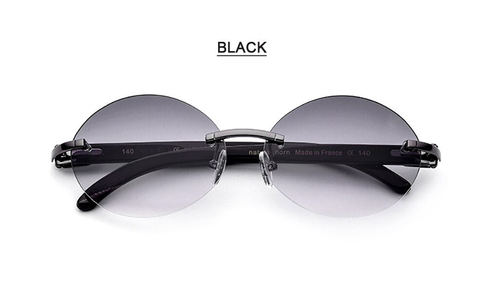 Aissuarvey Unisex Round Rimless Alloy Horn Frame Polarized Lens Sunglasses As13524012Y1 Sunglasses Aissuarvey Sunglasses black  