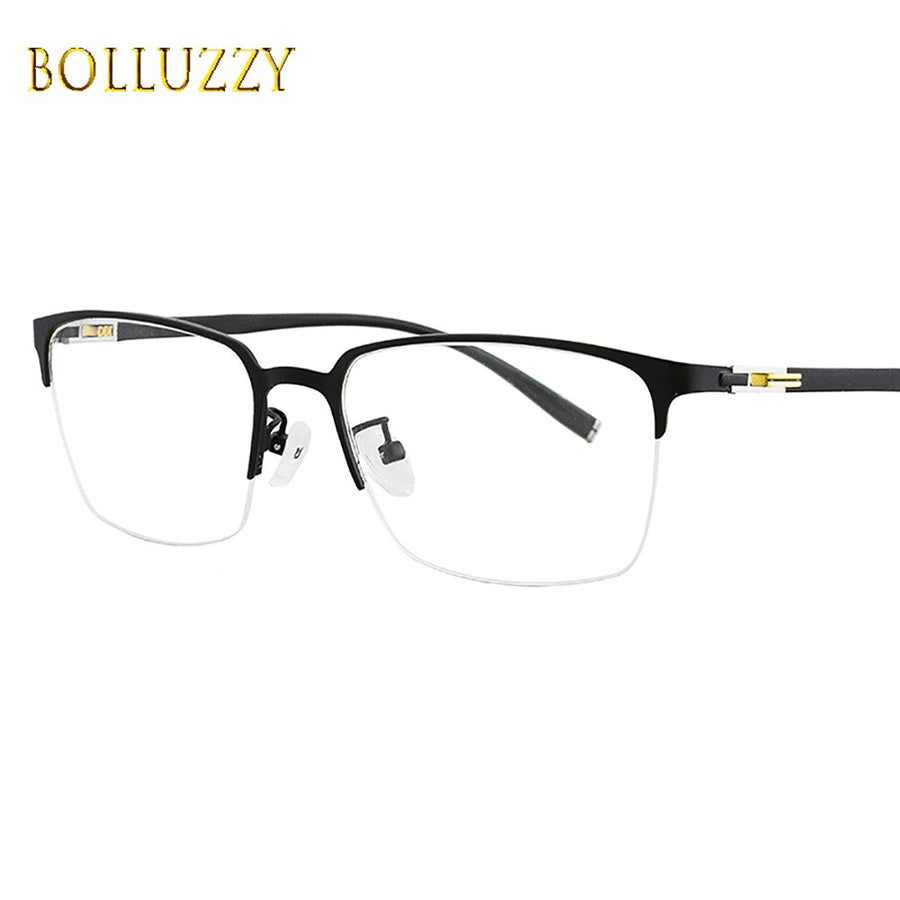 Men's Metal TR90 Half Rim Eyeglasses Geometric Frame Bo2660032 Semi Rim Bolluzzy   