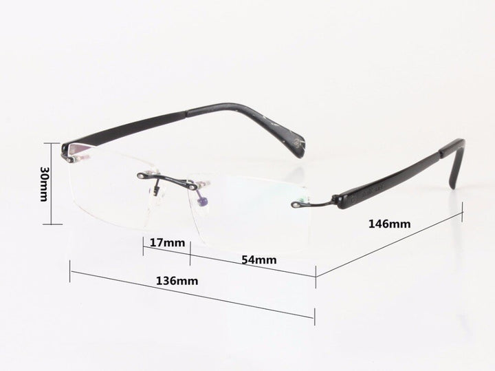 Chashma Ottica Men's Rimless Rectangle Titanium Eyeglasses 018 Rimless Chashma Ottica   