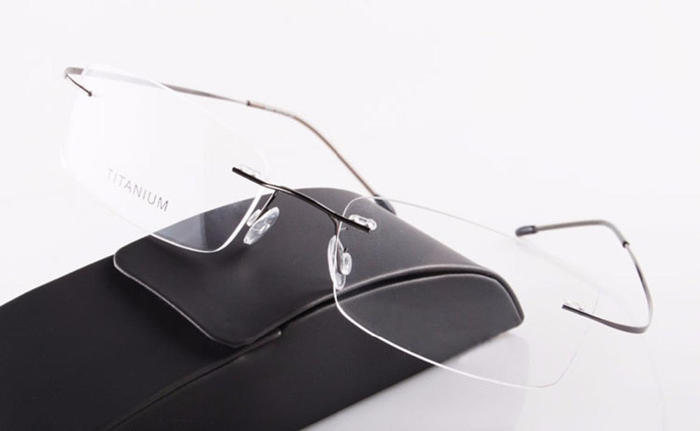 Unisex Eyeglasses Titanium Rimless Frame 637 Rimless Chashma Gray  