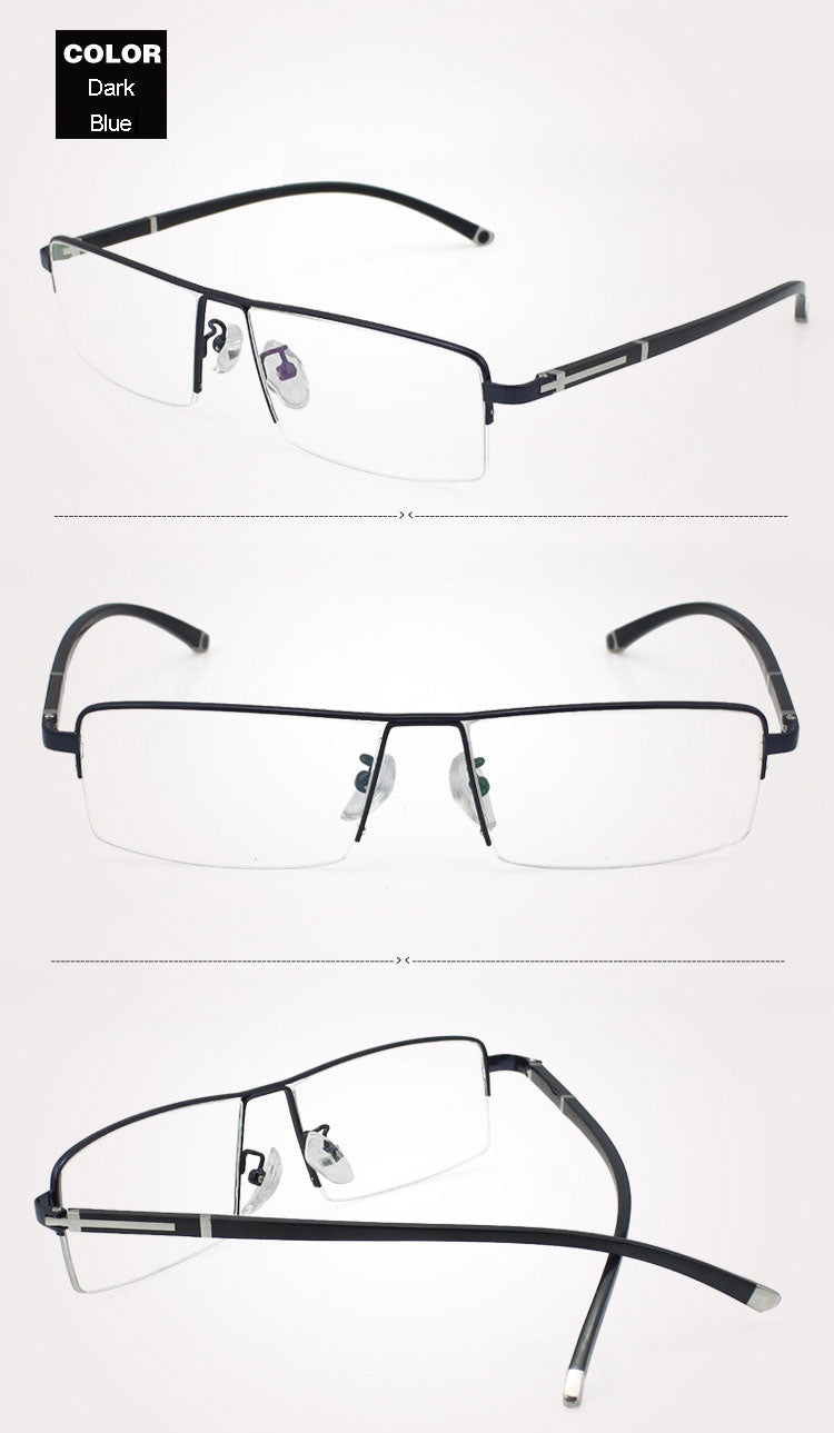 Reven Jate Men's Semi Rim Square Alloy Eyeglasses Frames Reven Jate   