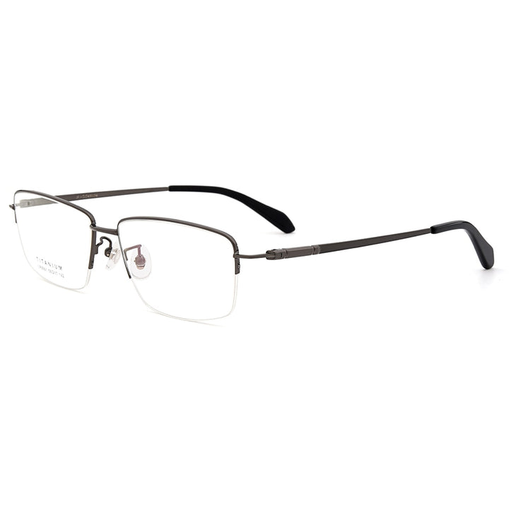 Men's Eyeglasses Ultralight 100% Pure Titanium Half Rim Lr8961 Semi Rim Gmei Optical Gun-Color  