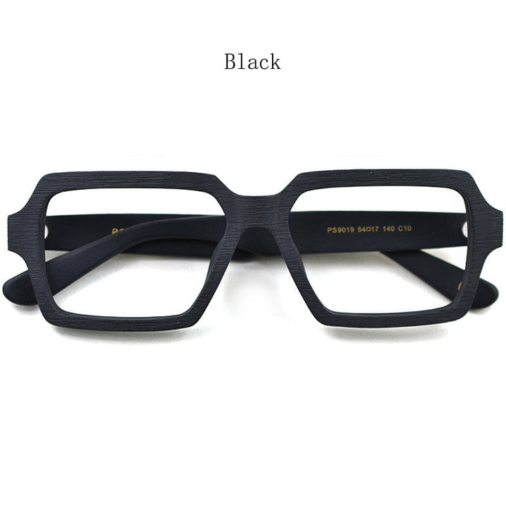 Hdcrafter Unisex Full Rim Oversized Square Wood Acetate Frame Eyeglasses Ps9019 Full Rim Hdcrafter Eyeglasses Wood Black  