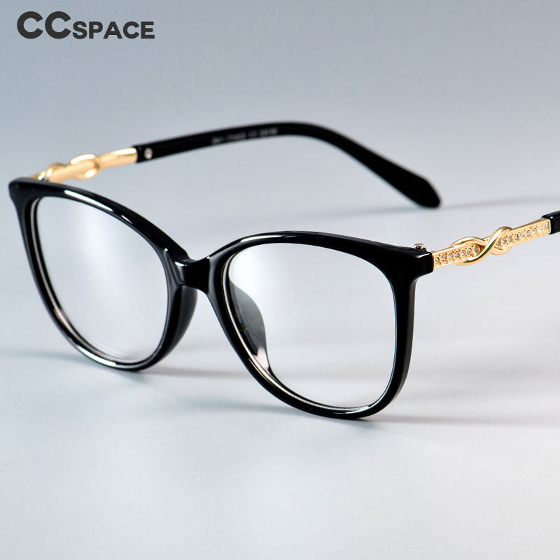 CCSpace Unisex Full Rim Rhinestone Cross Knot Square Resin Titanium Frame Eyeglasses 45705 Full Rim CCspace   