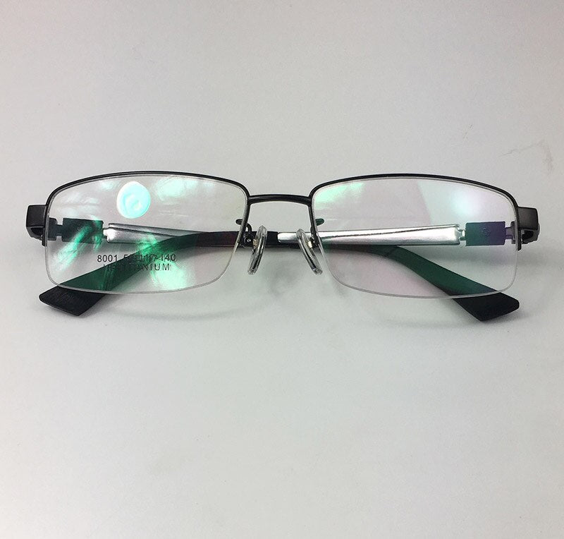 Men's Eyeglasses Pure Titanium Big Size Half Rim 8001 Semi Rim Brightzone black  