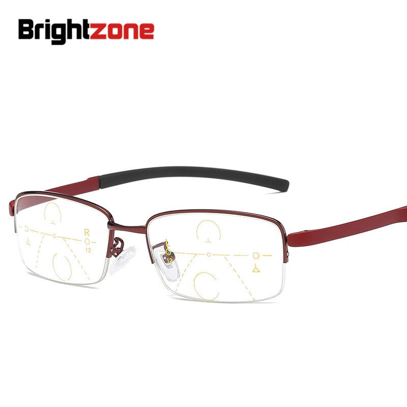 Unisex Half Rim Alloy Frame Progressive Reading Glasses 100-400 Reading Glasses Brightzone   