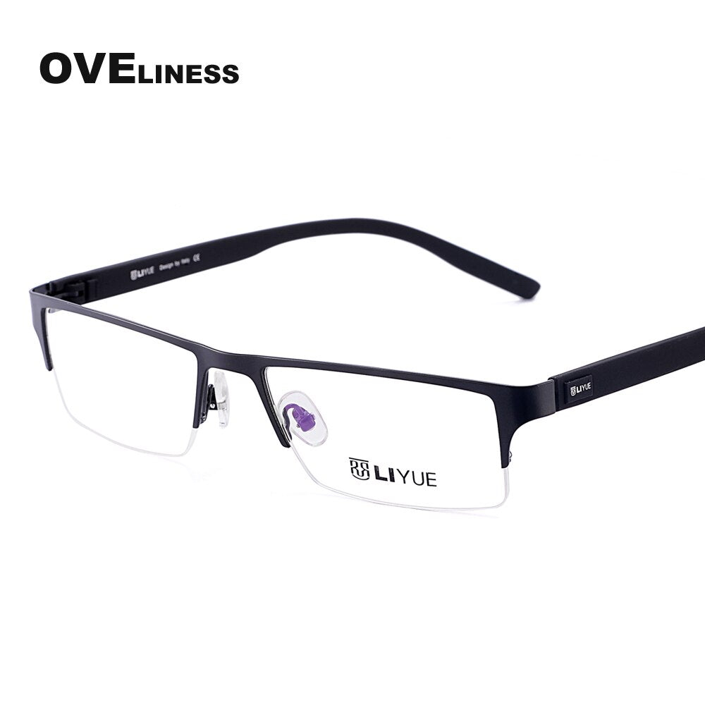 Oveliness Men's Semi Rim Square Alloy Eyeglasses 9006 Semi Rim Oveliness   