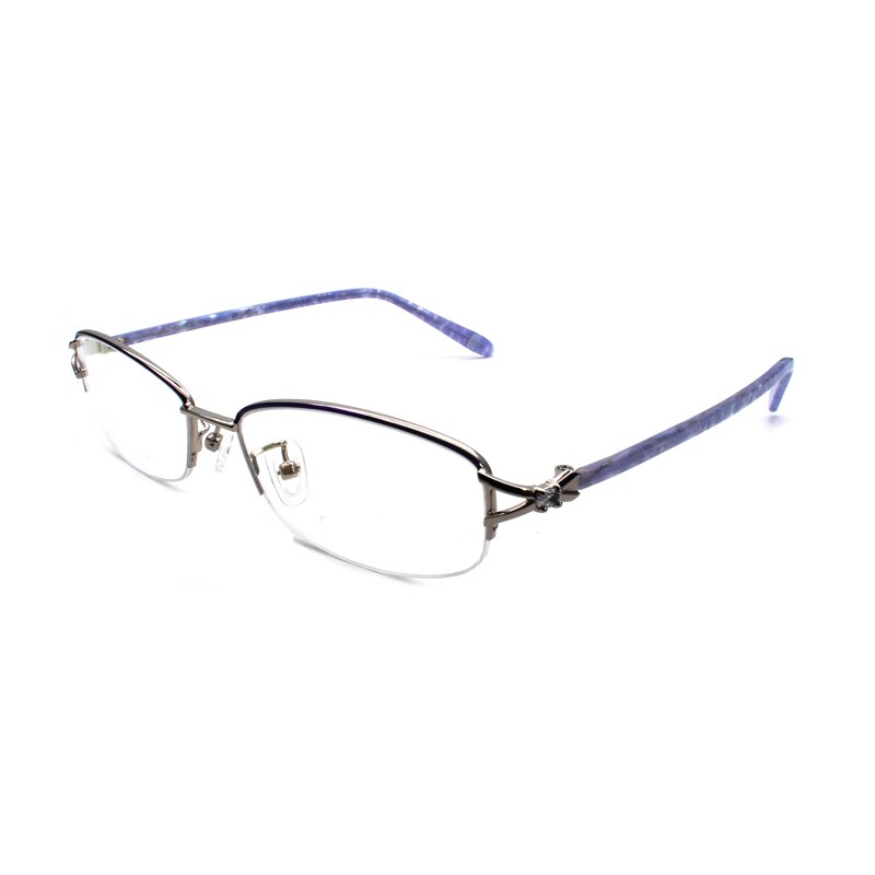 Reven Jate Women's Semi Rim Rectangle Alloy Eyeglasses 3066 Frames Reven Jate Silver  