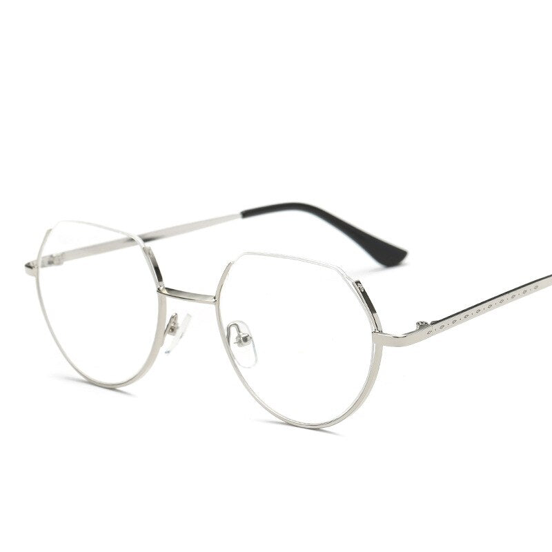 Unisex Eyeglasses Half Frame Metal Polygon 3221 Frame Brightzone Silver  