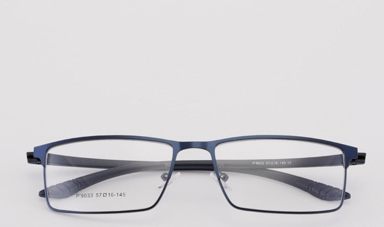 Men's Square Full Rim Alloy Frame Eyeglasses 9033 Full Rim Bclear   