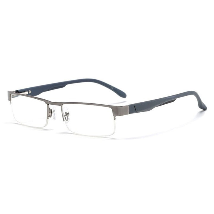 Hotochki Men's Semi Rim Alloy Frame Non Spherical Lens Reading Glasses 131 Reading Glasses Hotochki +100 gray 