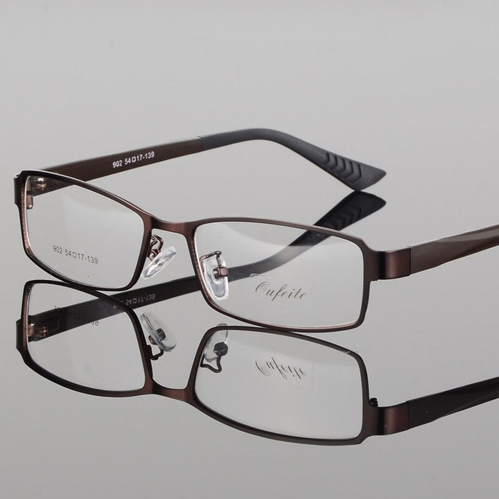 Men's Rectangular Alloy Frame Eyeglasses 902m Frame Bclear Auburn  