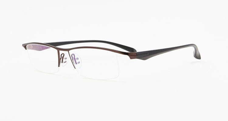 Bclear Men's Eyeglasses Half Rim Brand Titanium Alloy Ultralight Square Spectacle Semi Rim Bclear Brown  