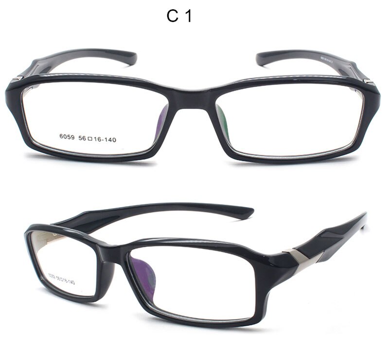 Unisex Sports Full Plastic Titanium Frame Eyeglasses 6059 Sport Eyewear Bclear C 1  