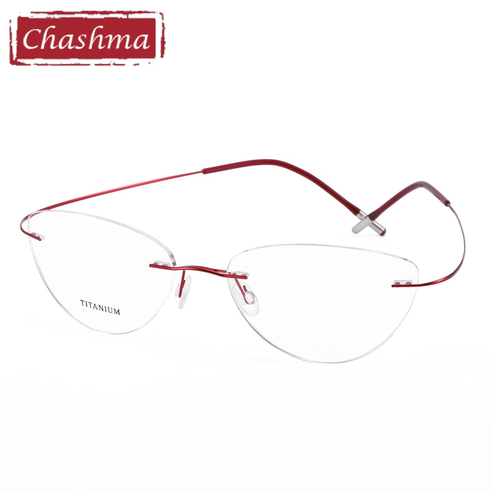 Chashma Ottica Unisex Rimless Triangle Cat Eye Tr 90 Titanium Eyeglasses 20003 Rimless Chashma Ottica   