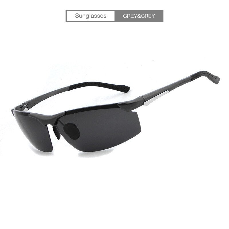 Hdcrafter Men's Semi Rim Rectangle Aluminum Magnesium Frame Polarized Sunglasses L004 Sunglasses HdCrafter Sunglasses Grey  