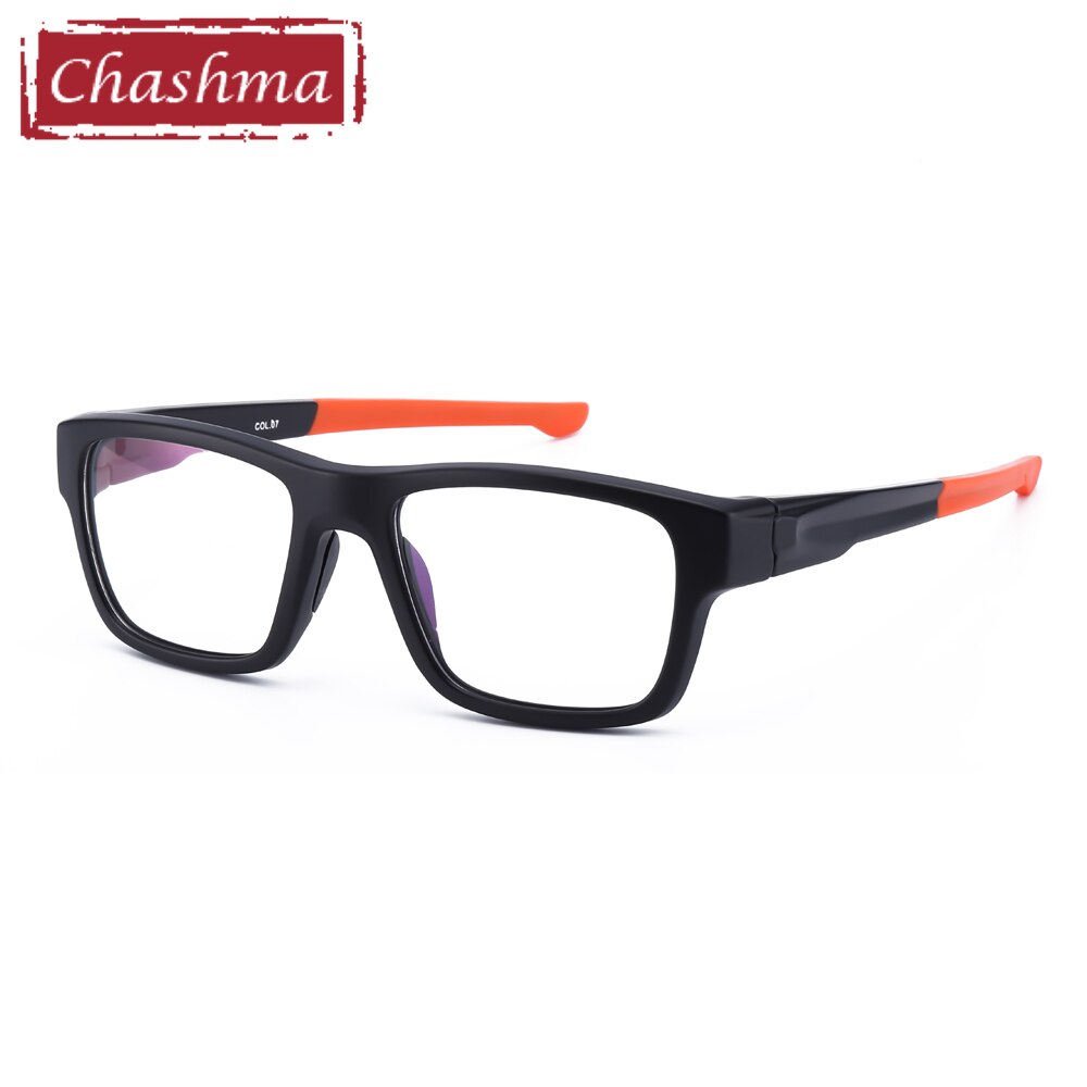 Men's Eyeglasses Sport TR90 Anti Glare Anti Reflective 9124 Sport Eyewear Chashma Black with Orange  