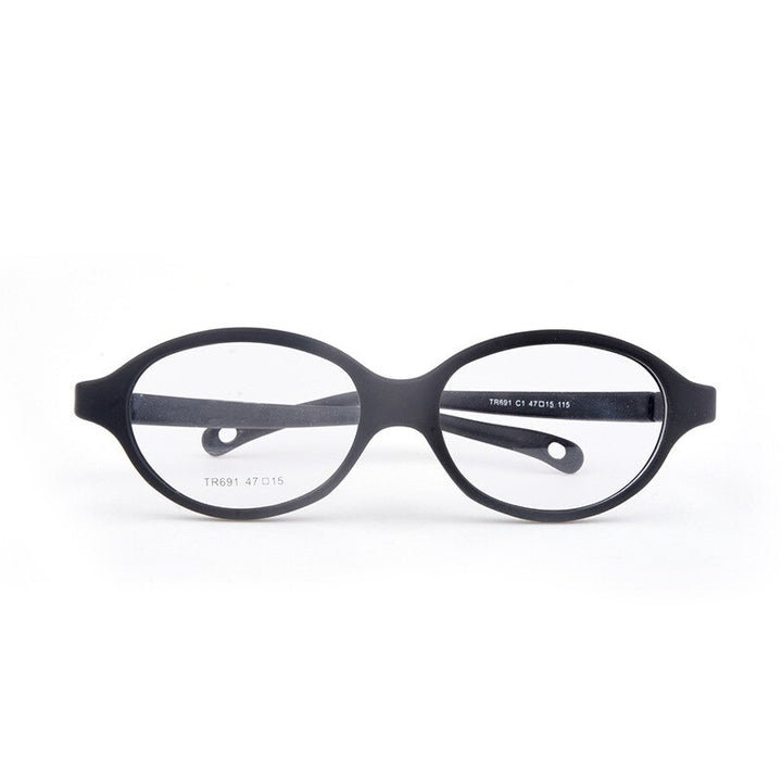 Unisex Round Full Frame Titanium Plastic Eyeglasses Frame Brightzone C1 black  