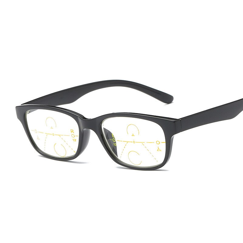 Unisex TR90 Presbyopic Progressive Reading Glasses Full Plastic Titanium Frame Reading Glasses Brightzone +100 Bright black 