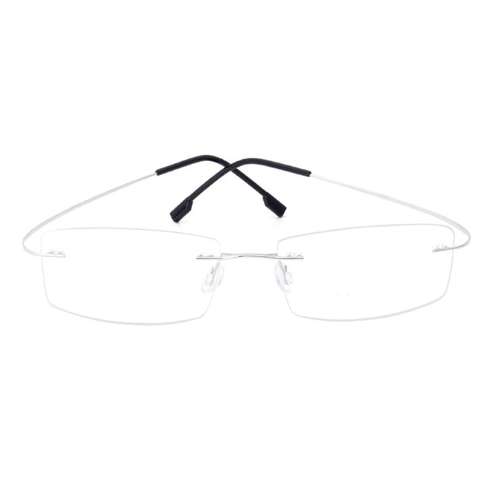 Handoer Unisex Rimless Customized Shaped Lenses Titanium Eyeglasses J0860 Rimless Handoer Silver  