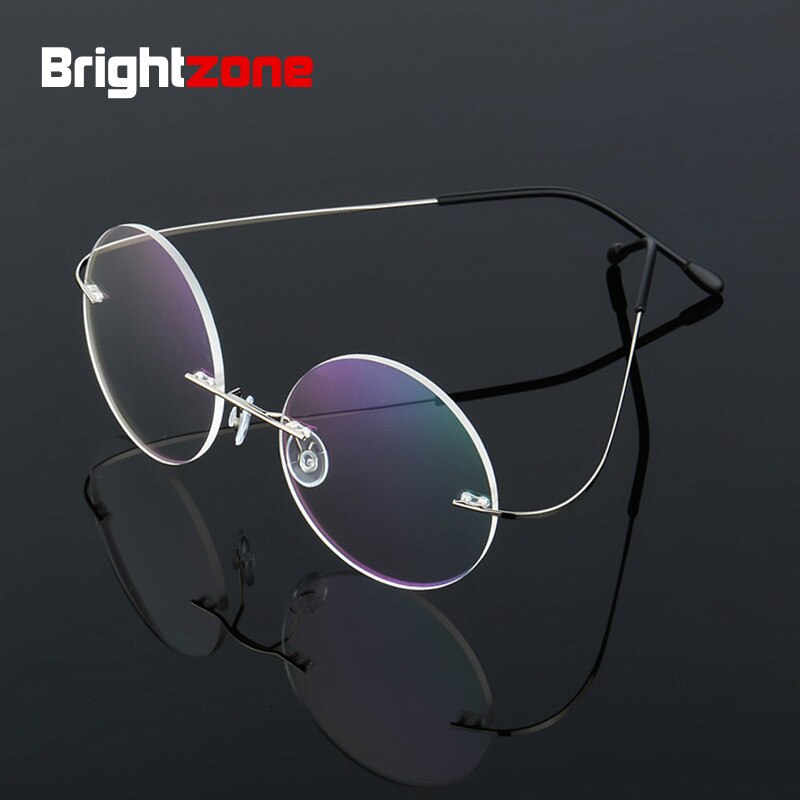 Unisex Round Titanium Alloy Rimless Frame Eyeglasses 862 Rimless Brightzone   