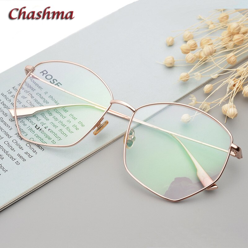 Chashma Ochki Women's Full Rim Irregular Octagon Titanium Eyeglasses 8302 Full Rim Chashma Ochki   