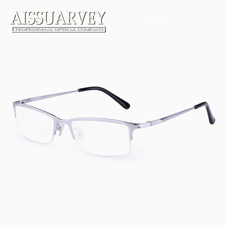 Aissuarvey Men's Semi Rim Titanium Frame Eyeglasses AS8906 Semi Rim Aissuarvey Eyeglasses Silver  