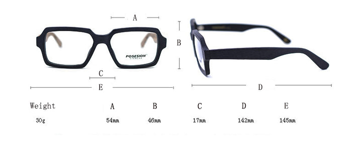 Hdcrafter Unisex Full Rim Oversized Square Wood Acetate Frame Eyeglasses Ps9019 Full Rim Hdcrafter Eyeglasses   