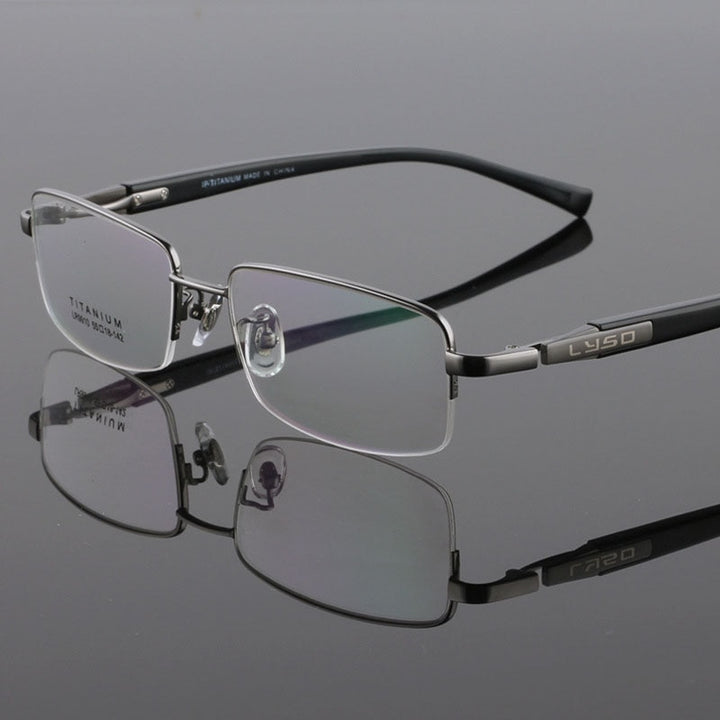 Bclear Men's Eyeglasses Titanium Acetate Lr9910 Frame Bclear gray  
