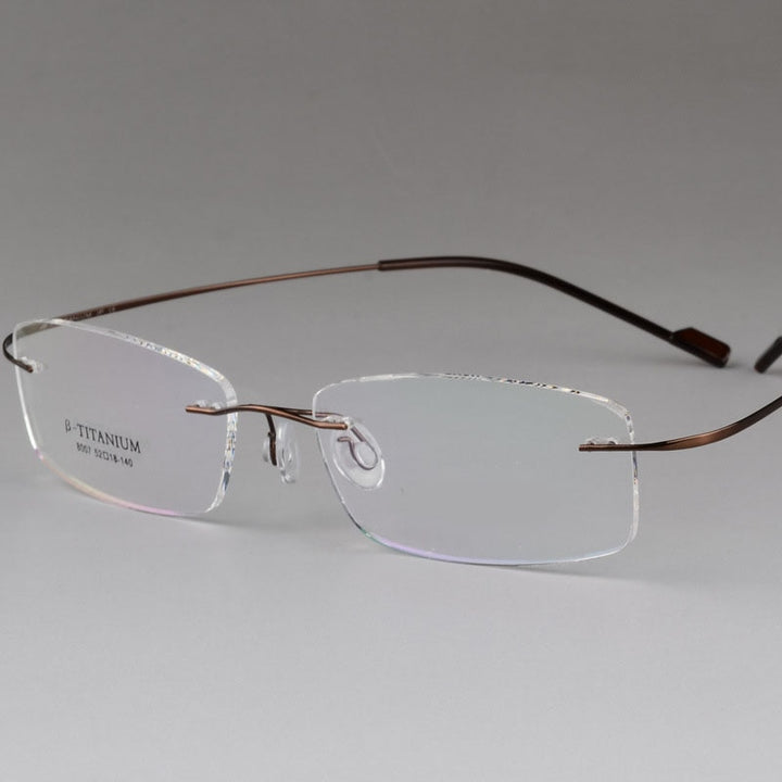 Unisex Rimless Eyeglasses Titanium Frame 8007 Rimless Bclear Auburn  