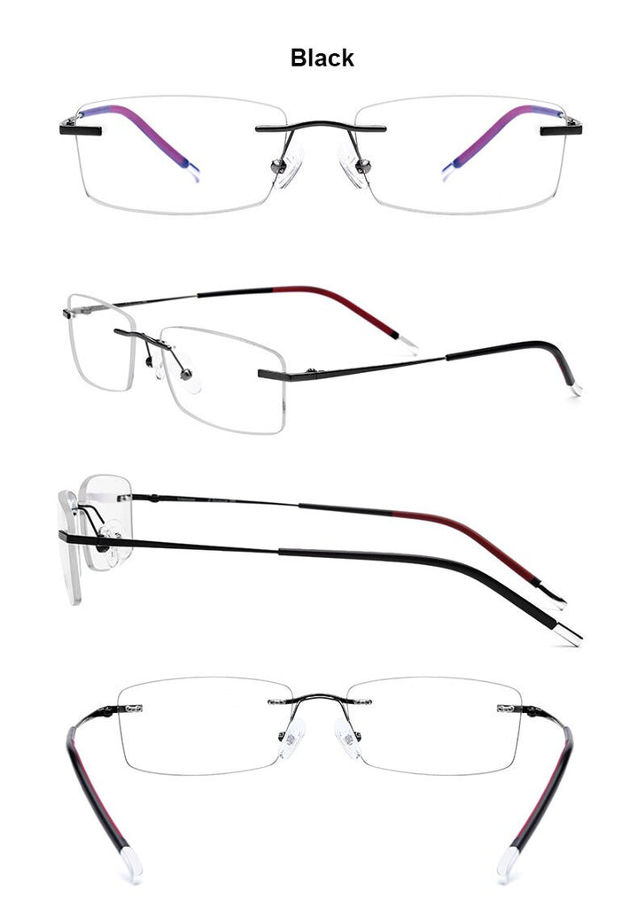 Reven Jate Titanium Men Glasses Frame Rimless Eyeglasses Man Eyewear Spectacles For Male Vision Correction Rimless Reven Jate   
