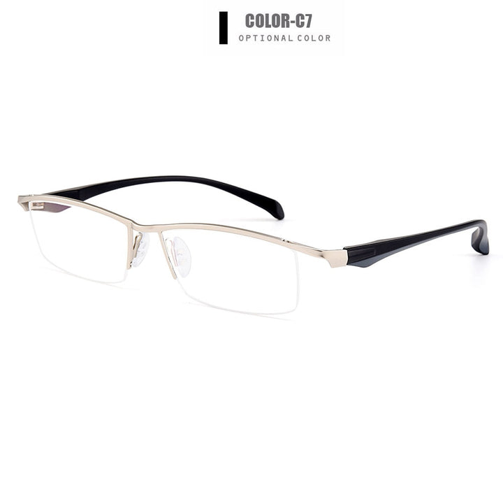 Men's Eyeglasses Semi Rim Titanium Alloy Square Y8011 Frames Gmei Optical C7  