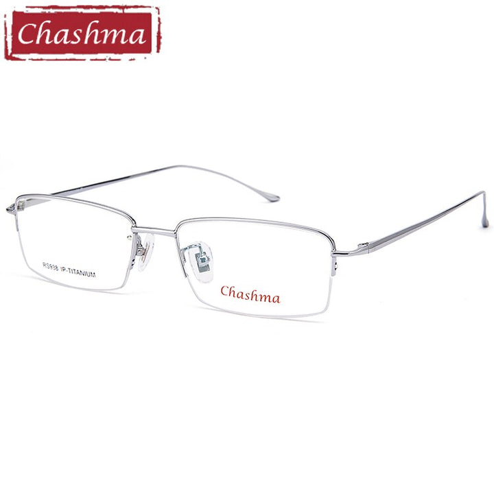 Mens Eyeglasses Pure Titanium 938 Frame Chashma Silver  