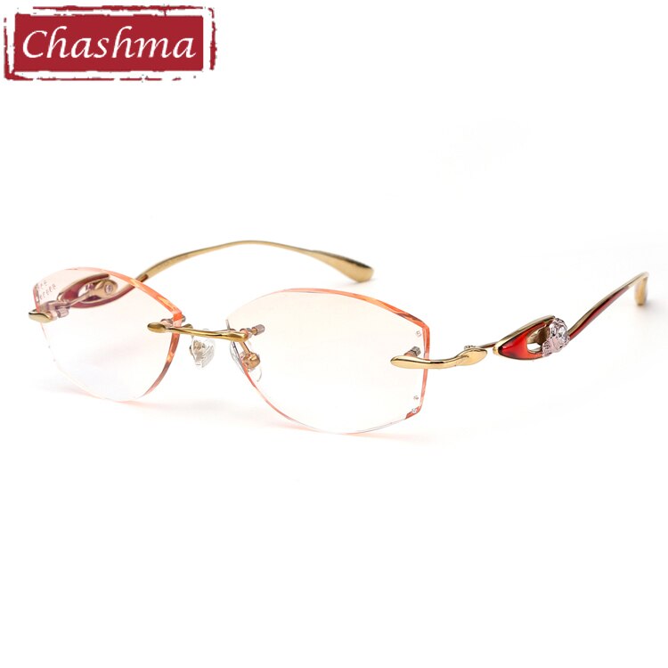 Women's Eyeglasses Pure Titanium Rimless Flower 208 Rimless Chashma Lenses no Flower  