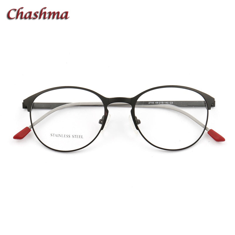 Chashma Ochki Unisex Full Rim Round Cat Eye Stainless Steel Eyeglasses 2700 Full Rim Chashma Ochki   