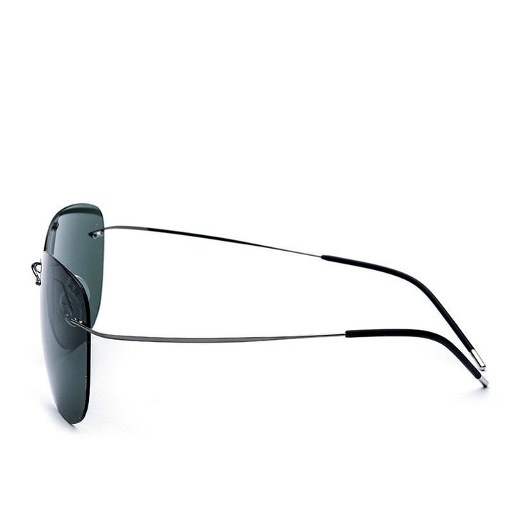 Men's Sunglasses Flexible Titanium Pilot Polarized Rimless Sunglasses Brightzone   