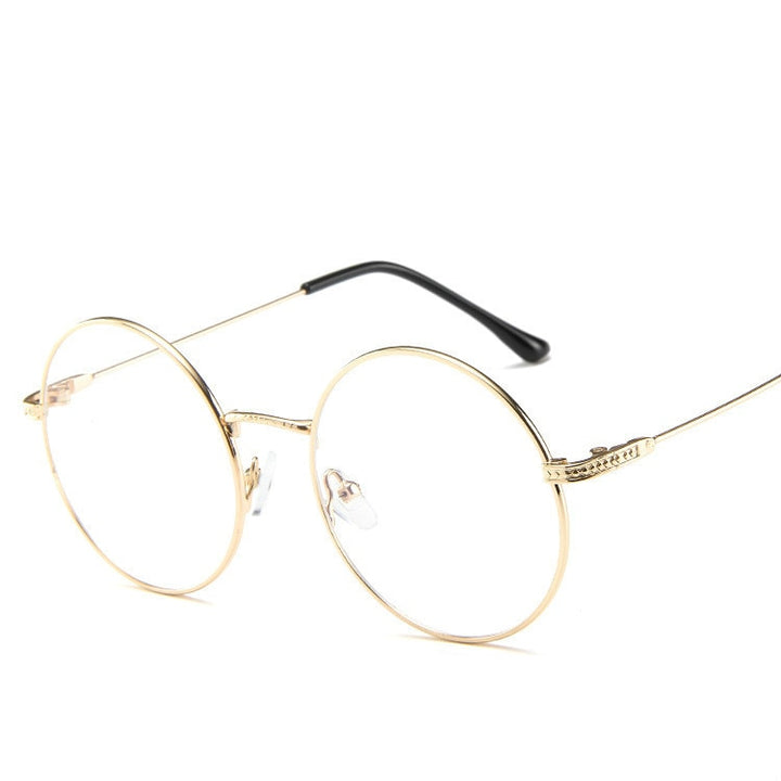 Unisex Round Anti Blue Light Lenses Full Frame Eyeglasses Anti Blue Brightzone Gold  