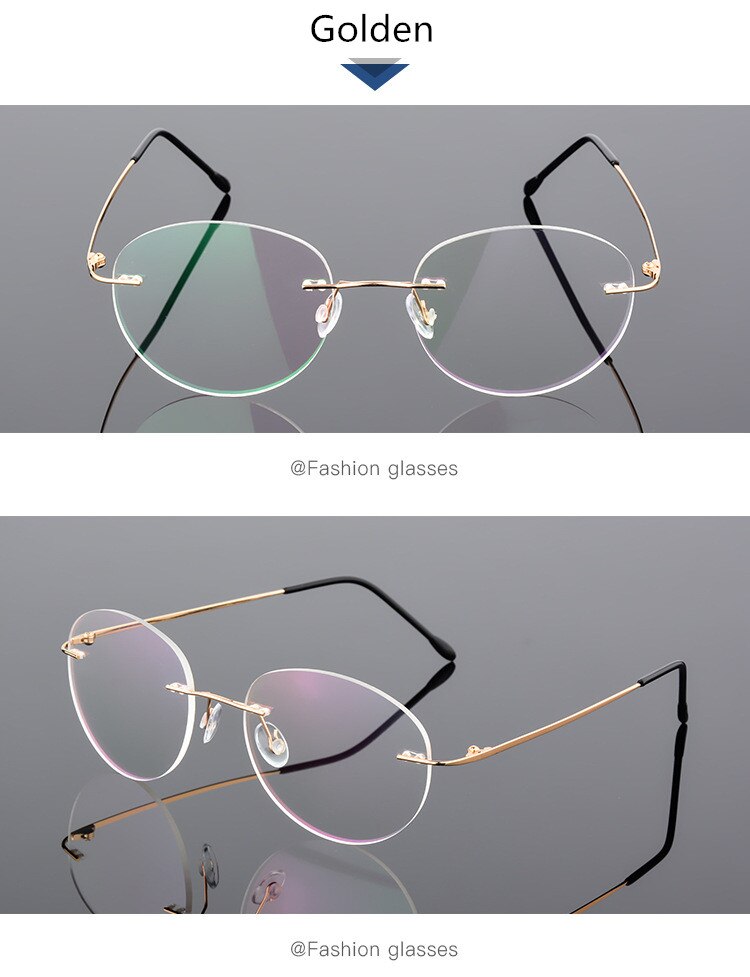 Unisex Eyeglasses Round Ultra-light Memory Titanium Alloy 862 Frame SunnyFunnyDay C8 Golden  