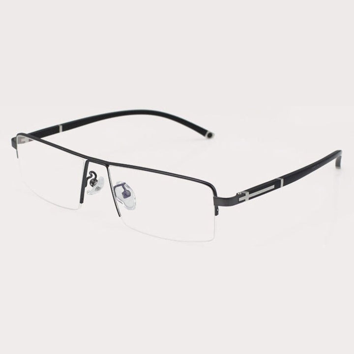 Reven Jate Men's Semi Rim Square Alloy Eyeglasses Frames Reven Jate Gray  