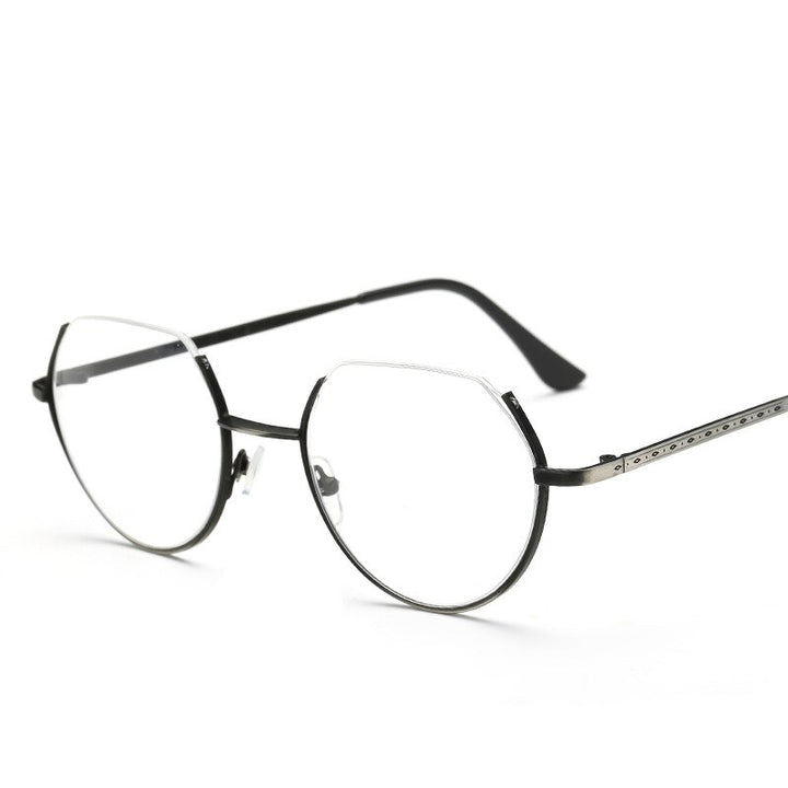 Unisex Eyeglasses Half Frame Metal Polygon 3221 Frame Brightzone gray  