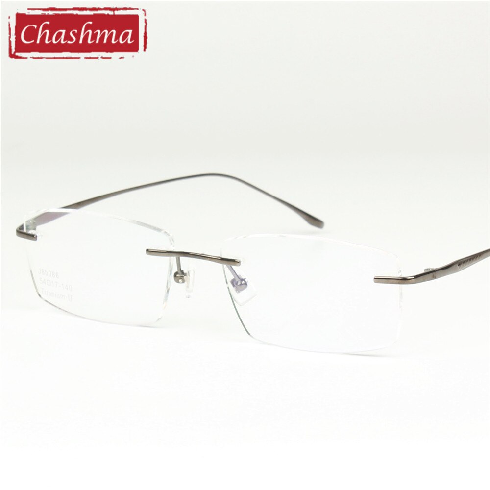 Chashma Ottica Unisex Rimless Square Titanium Eyeglasses 85086 Rimless Chashma Ottica Gray  