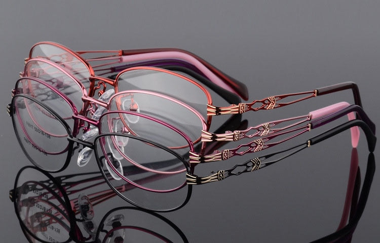 Women's Oval Full Rim Eyeglasses Alloy Frames F6017 Full Rim Bclear   