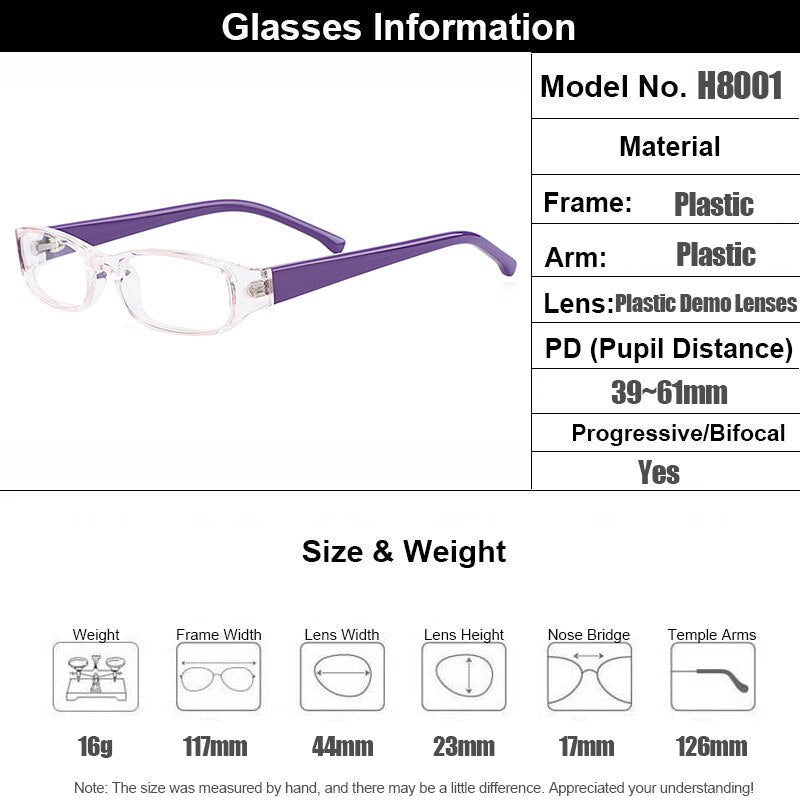 Children's Eyeglasses Transparent Rectangular Plastic H8001 Full Rim Gmei Optical   