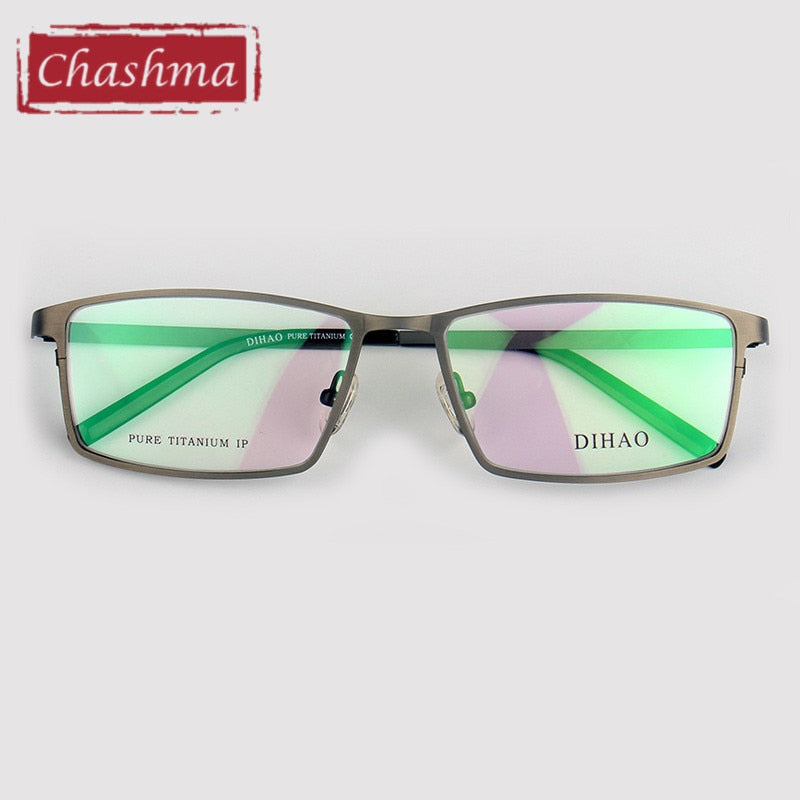 Chashma Ottica Men's Full Rim Square Titanium Eyeglasses 7021 Full Rim Chashma Ottica Gray  