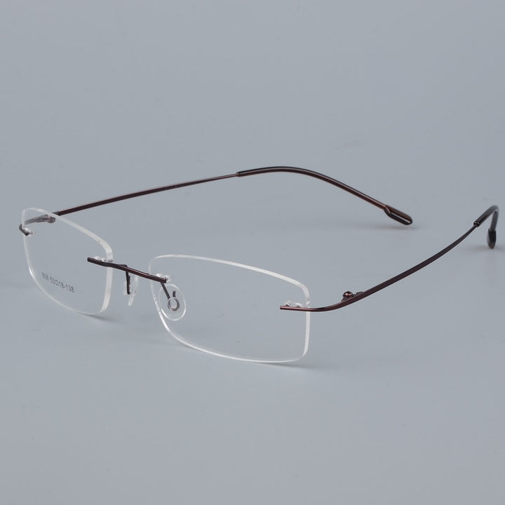 Men's Titanium Alloy Rimless Frame Eyeglasses SJ808 Rimless Bclear Auburn  